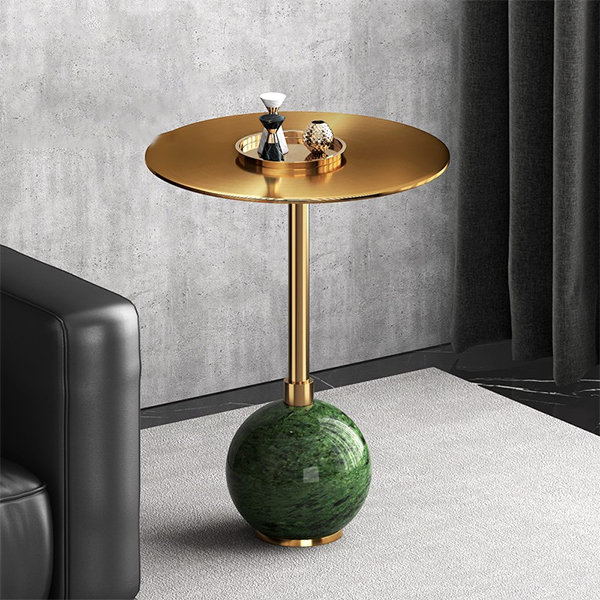 Luxurious Marble Ball Based Side Table - Stainless Steel