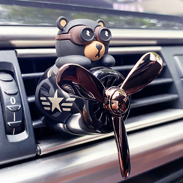 Fancemot Car Air Fresheners Black Bear Pilot Car Diffuser Cute Car Perfume  Funny Car Fragrance (Black Bear)
