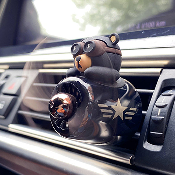 Fancemot Car Air Fresheners Black Bear Pilot Car Diffuser Cute Car Perfume  Funny Car Fragrance (Black Bear)