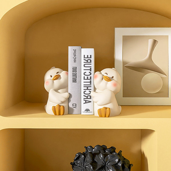 Cartoon Duck Bookends - Resin - Beige - Set Of 2 - ApolloBox