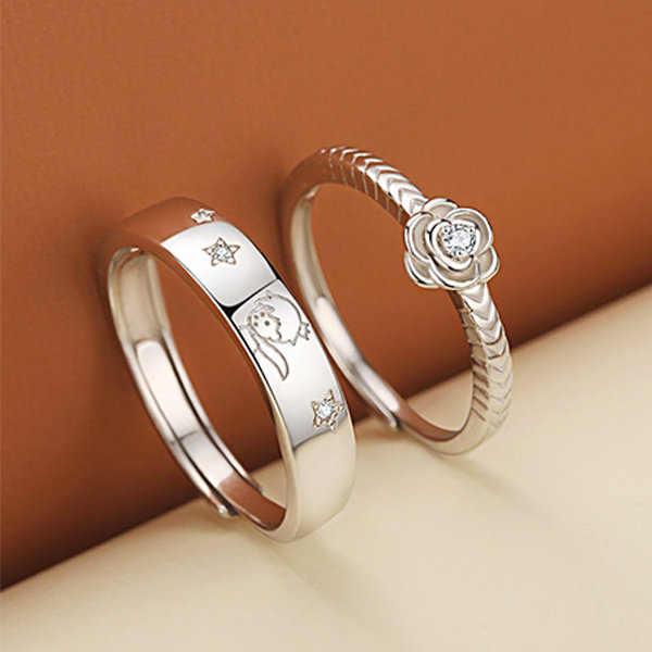 Amazon.com: 925 Sterling Silver Matching Couple Rings Heartbeat Rings  Promise Couples Rings for Him and Her CZ Heart Engagement Wedding Ring Set  for 2, Size 7 & 10 : Clothing, Shoes & Jewelry