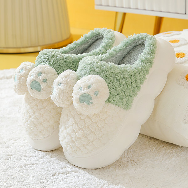 Cute Fluffy Slippers - Plush - 4 Colors Available - White - Yellow from  Apollo Box