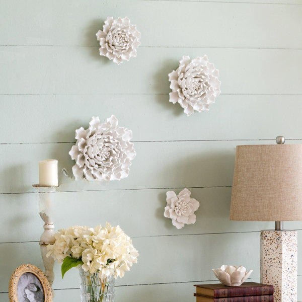 3D Flower Wall Hanging Decor - Ceramic - White - ApolloBox