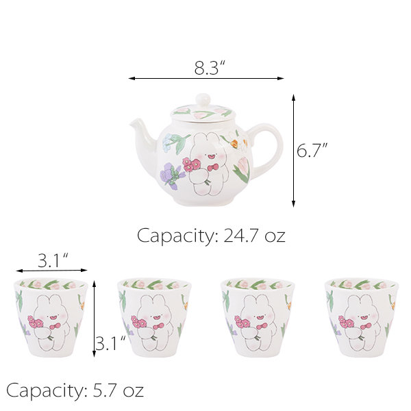 Rabbit Floral Tea Set - ApolloBox