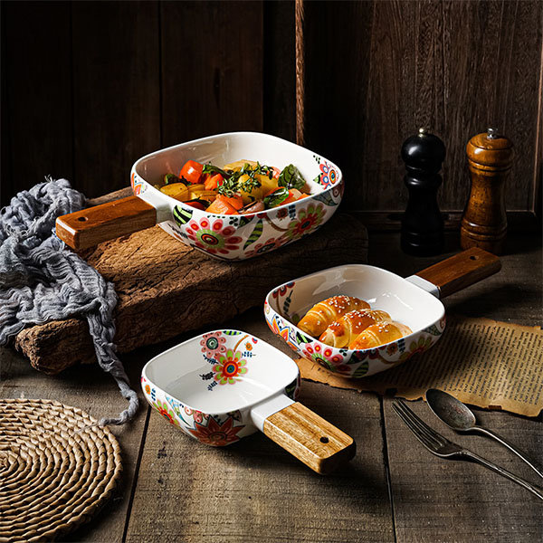 Serving Dish with Handle - Ceramic - Wood - Small - Medium - Large from  Apollo Box