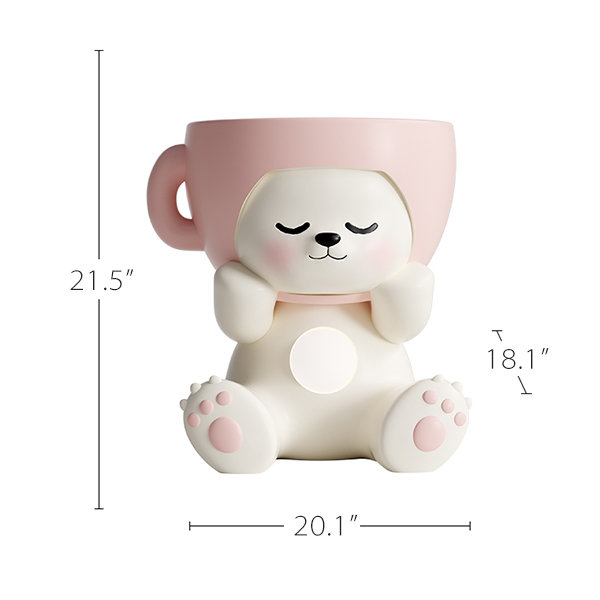 Bashful Bear Side Table - Fiberglass - Adorable - Pink - Cream - ApolloBox