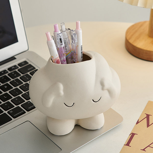 Kawaii Cute Cartoon Transparent Acrylic Pen Holder Desktop Organizer
