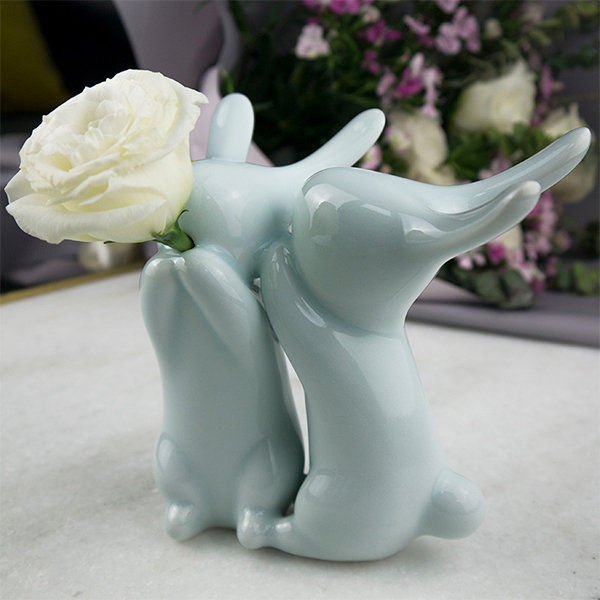 Little Bunnies Flower Vase - Ceramic - Desktop Decoration - ApolloBox