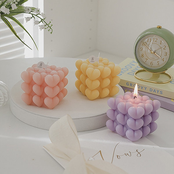 3D Small Bubble Cube Candle Soy Wax Colour Aromatherapy Scented Candles  Relaxing Birthday Gift Home Decoration