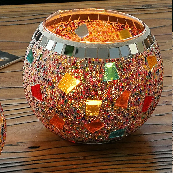 Mosaic Glass Candle Holder Colorful 2 Sizes Options Apollobox