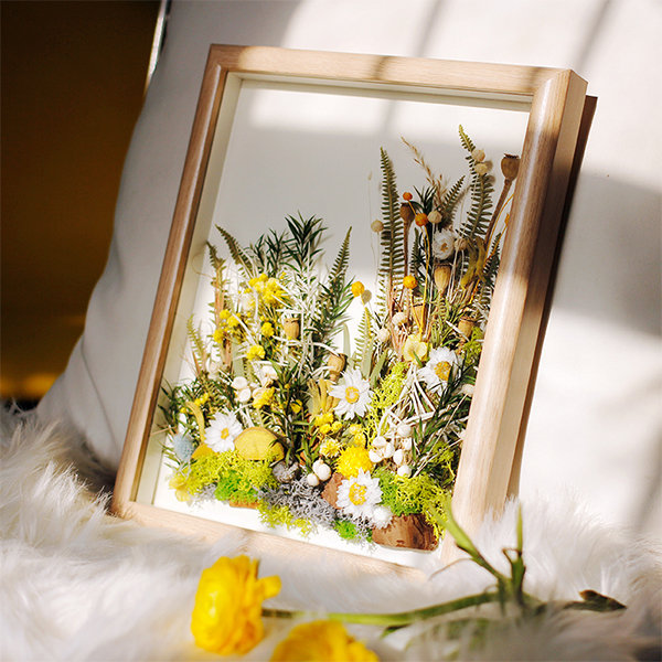 Dried Flower Frame Decoration - Wood - Glass - Green - Brown - Yellow from  Apollo Box