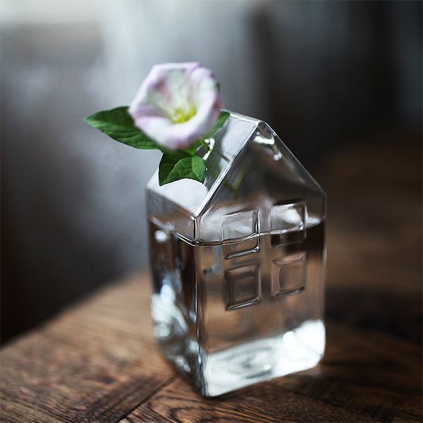 Retro Vase - Glass - Transparent - House - Mushroom - 3 Patterns