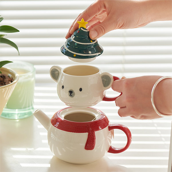 Tea Set Christmas Kettle Cup Office Glass Pitcher Teapot Ceramics Household  Ware Gift
