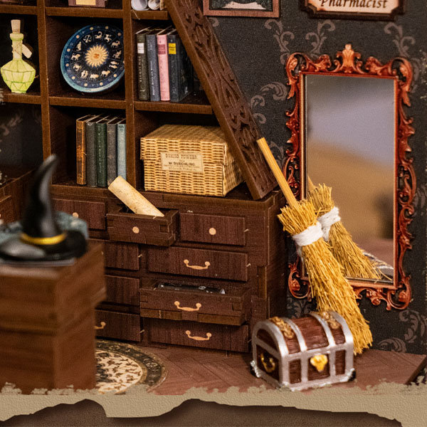 Magical Apothecary Bookcase Decor - Wood - Paper - Glass - ApolloBox