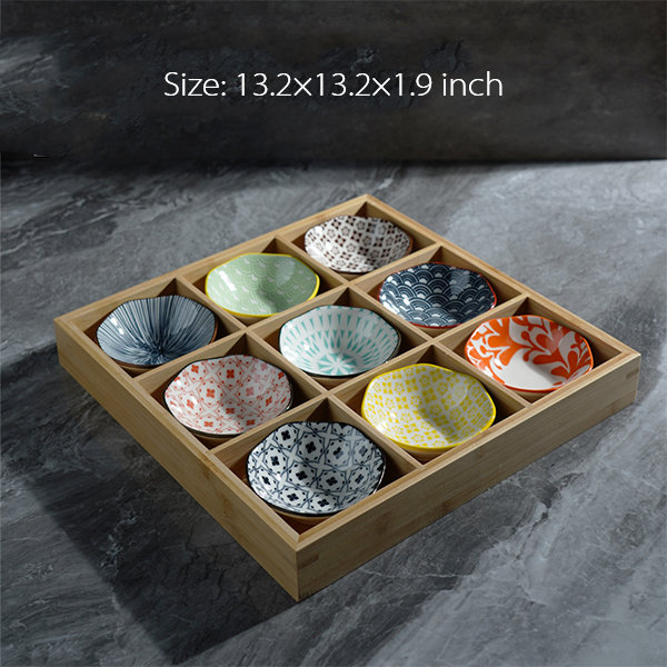 Japanese Dessert Plate Storage Box - Ceramic - Bamboo - 4 Patterns -  ApolloBox