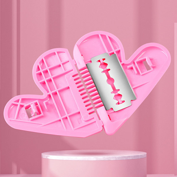 Pink Heart Hair Cutter - Plastic - Blade Protection Design