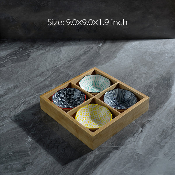 Japanese Dessert Plate Storage Box - Ceramic - Bamboo - 4 Patterns -  ApolloBox