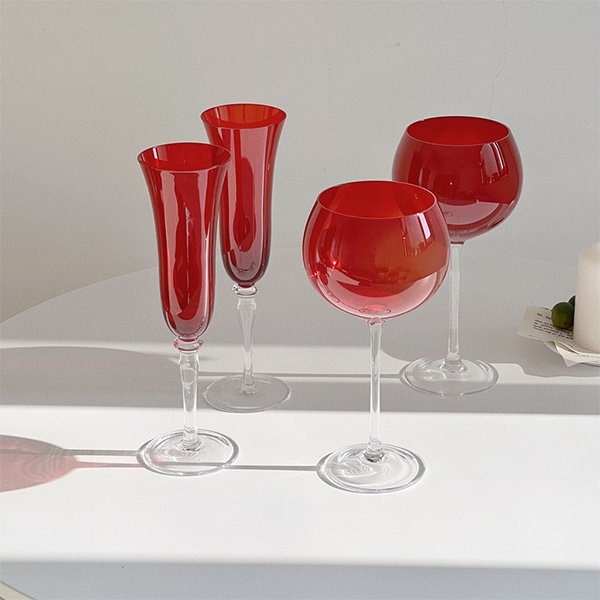 Vintage Red Goblet - Glass - Wine - Champagne - 4 Patterns - ApolloBox