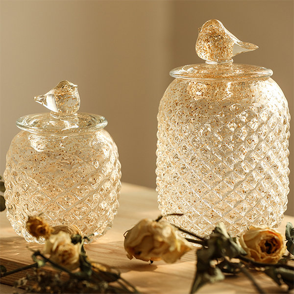 European-style Crystal Glass Candy Jar - Embossed Floral Patterns -  ApolloBox