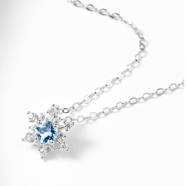 Snowflake Necklace - Aquamarine - Silver from Apollo Box