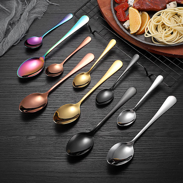 Cutlery Set - Stainless Steel - Silver - Iridescent - 5 Colors - 24 Pcs ...