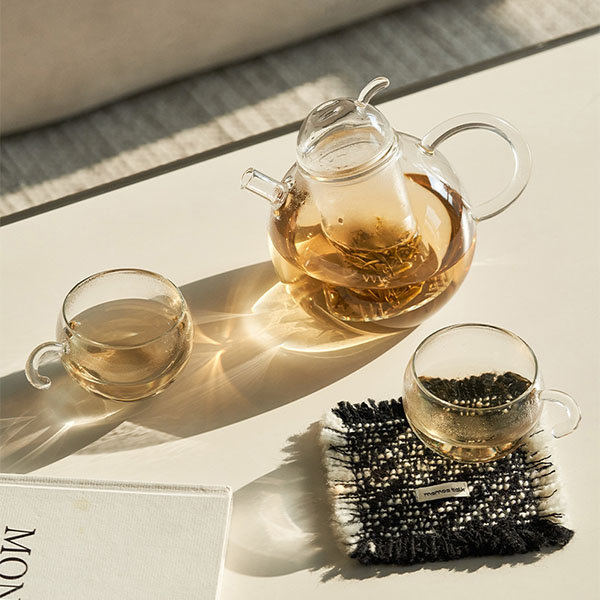 Creative Glass Tea Infuser Cup With Transparent Filter Handle Bamboo Lid  Heat-resistant Flower Teacup Office Tea Mug Drinkware