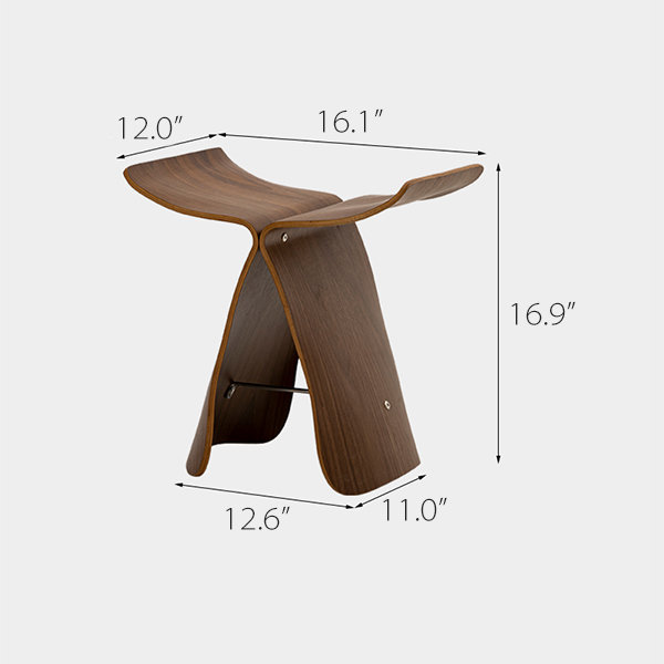 Butterfly Shaped Side Table - Walnut Color - Black - Manchurian Ash Wood