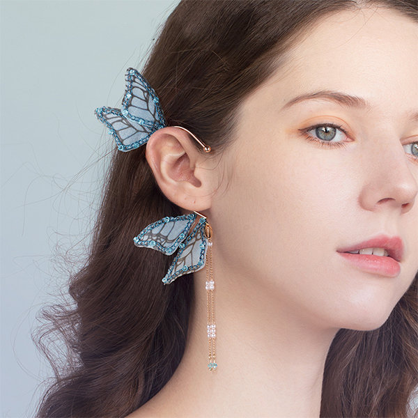 Fabric Butterfly Earrings - Polyester - 3 Colors - ApolloBox