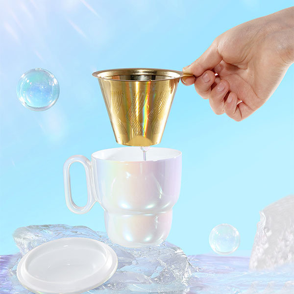 Iridescent Tea Cup - With A Lid - Ceramic - 2 Patterns - ApolloBox