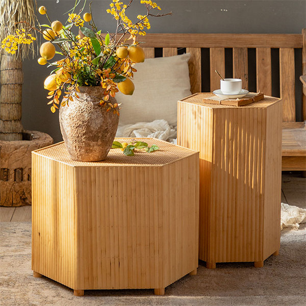 Japanese Style Side Table - Rattan -2 Sizes - ApolloBox