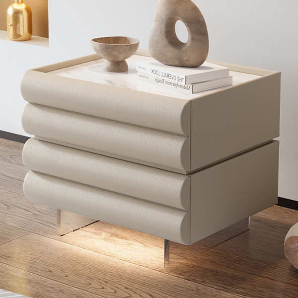 Modern Bedside Table - PU Leather - Wood - Coffee - Beige - 5 Colors