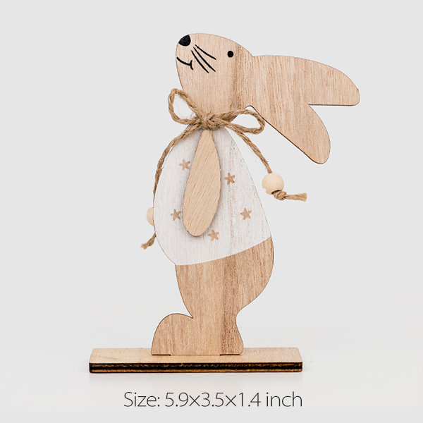 Wooden Rabbit Ornament - Wood - 2 Patterns - ApolloBox