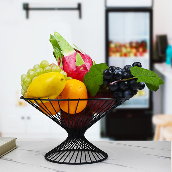 Black Fruit Bowl Modern Fruit Basket Round Fruit Bowls Iron Fruit