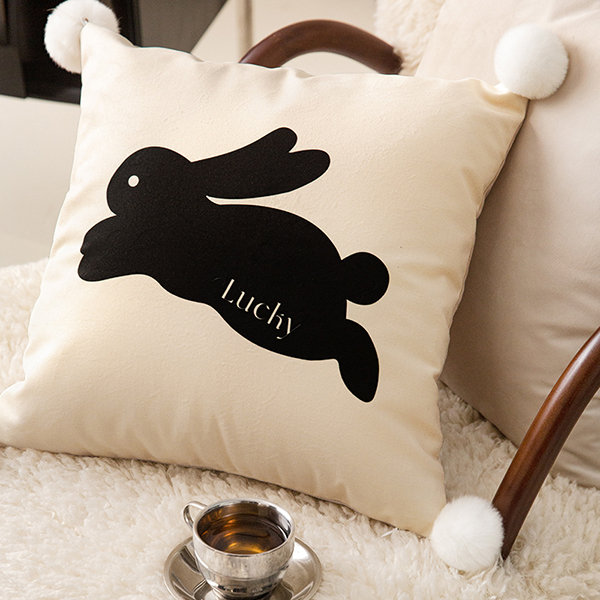 Rabbit Skin Small Lumbar Pillow - Black