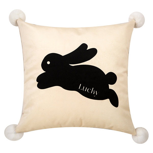 Rabbit Skin Small Lumbar Pillow - Deep Black