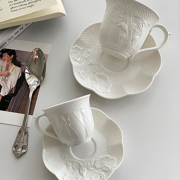 Embossed Tea Cup And Saucer - ApolloBox
