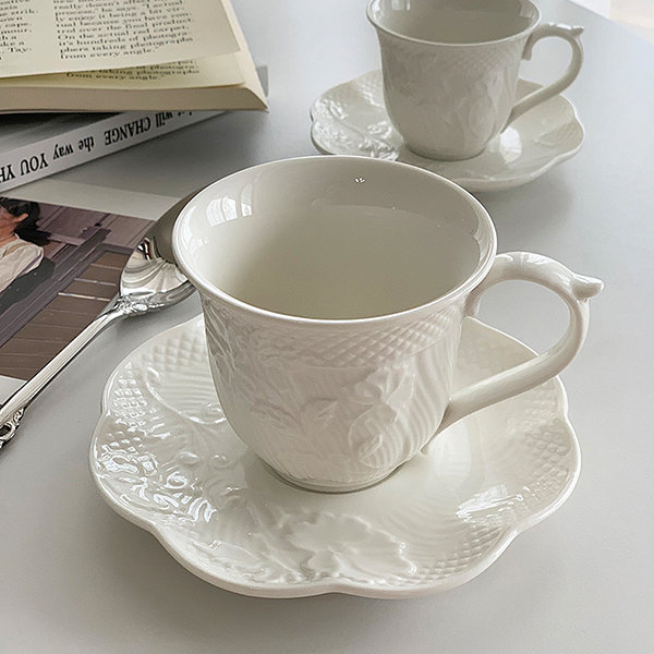 Embossed Tea Cup And Saucer from Apollo Box