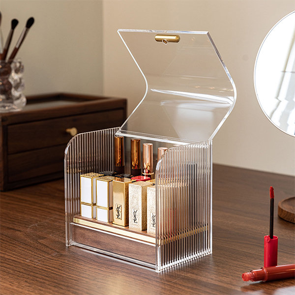 Modern Lipstick Storage Box - Black Walnut Wood - Acrylic - Brass from  Apollo Box