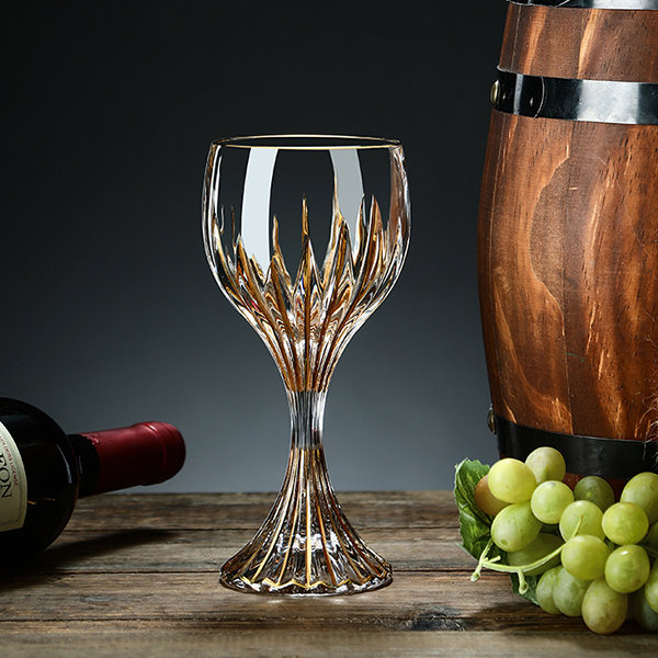 Wine Glass Set - Golden - Textured - Set Of Two - ApolloBox