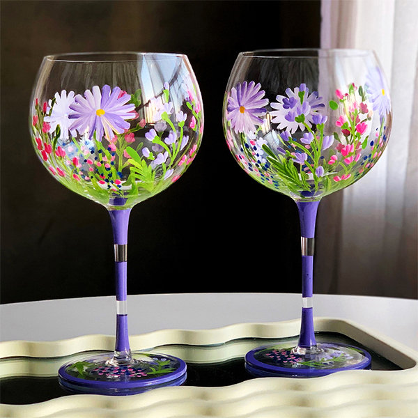 Painted Colorful Wine Glass - 3.9 Inch Tall - Durable - ApolloBox