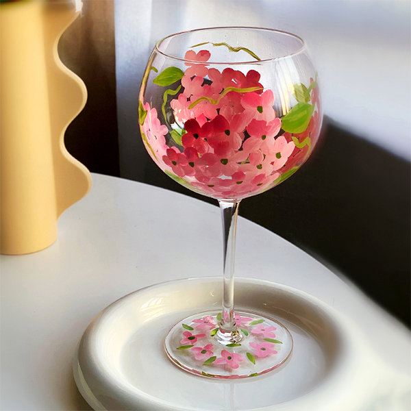  Pink Goblets, Set of 4 Pink Wine Glasses for lovers of