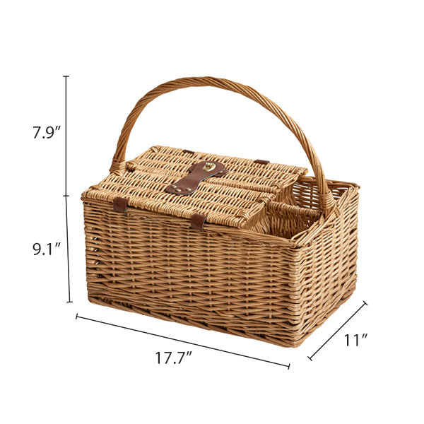 Multifunctional Trolley Picnic Basket - Wickerwork - ApolloBox