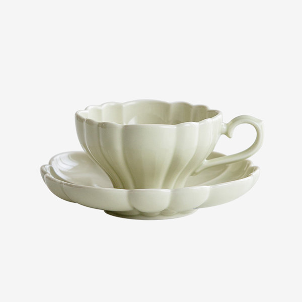 Vertex Latte Cup & Saucer, Bowl Shape, 12oz - White