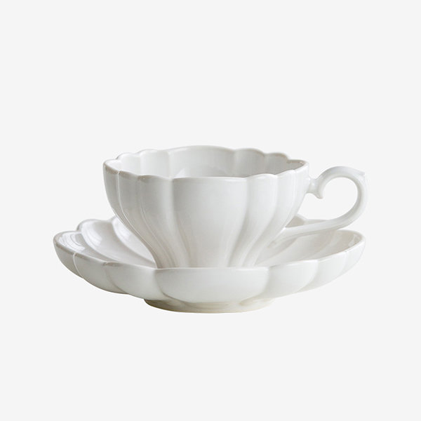 Vertex Bowl Style Latte Cup & Saucer (12oz) - White