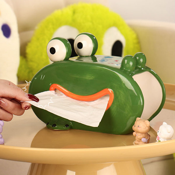 Cute Frog Tissue Box - Ceramic - Green - ApolloBox