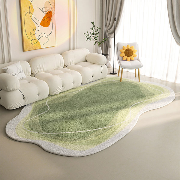 Cream Style Irregular Rug - Polyester - Green - Yellow - 4 Colors - 2 Sizes