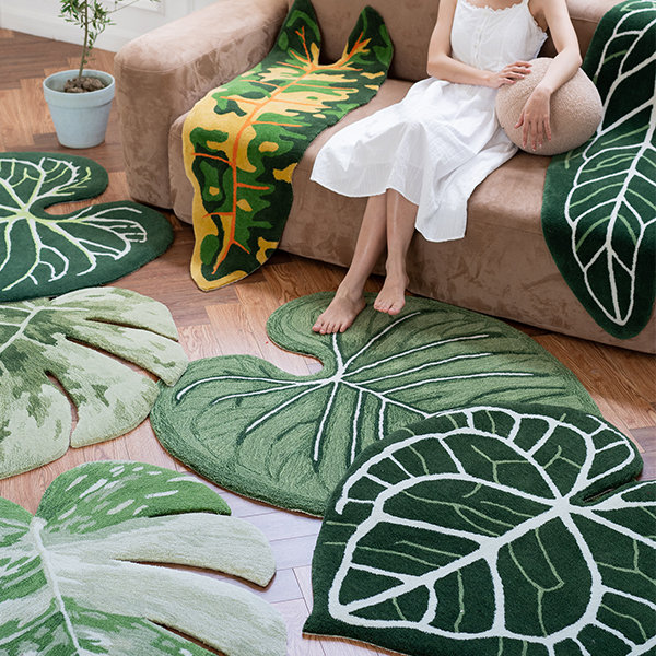 Green Plant Leaf Rug - 6 Sizes from Apollo Box