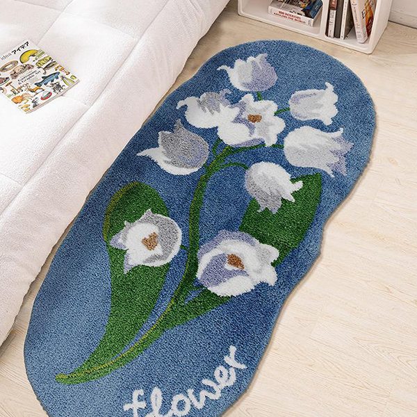 Flower Plush Rug - Lily of the Valley - Tulip - Rose - Irregular Shape -  ApolloBox