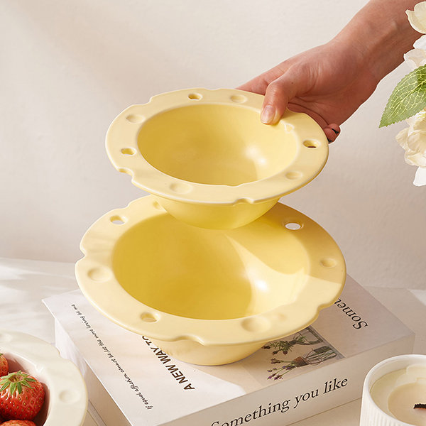 Ceramic Bowl - White - Yellow - 2 Sizes - ApolloBox