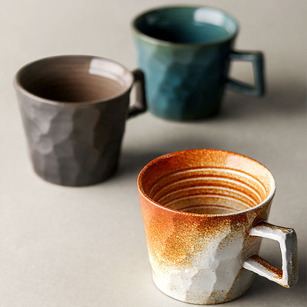 Japanese Style Coarse Pottery Coffee Cup - Ceramic - White - Yellow - 5 Colors